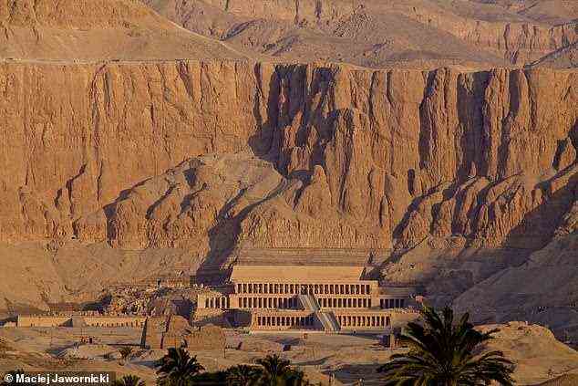 This is the conclusion of an Egyptologist from the University of Warsaw who studied two 3,500-year-old reliefs in the Temple of Hatshepsut (pictured) at Deir el-Bahari, Thebes