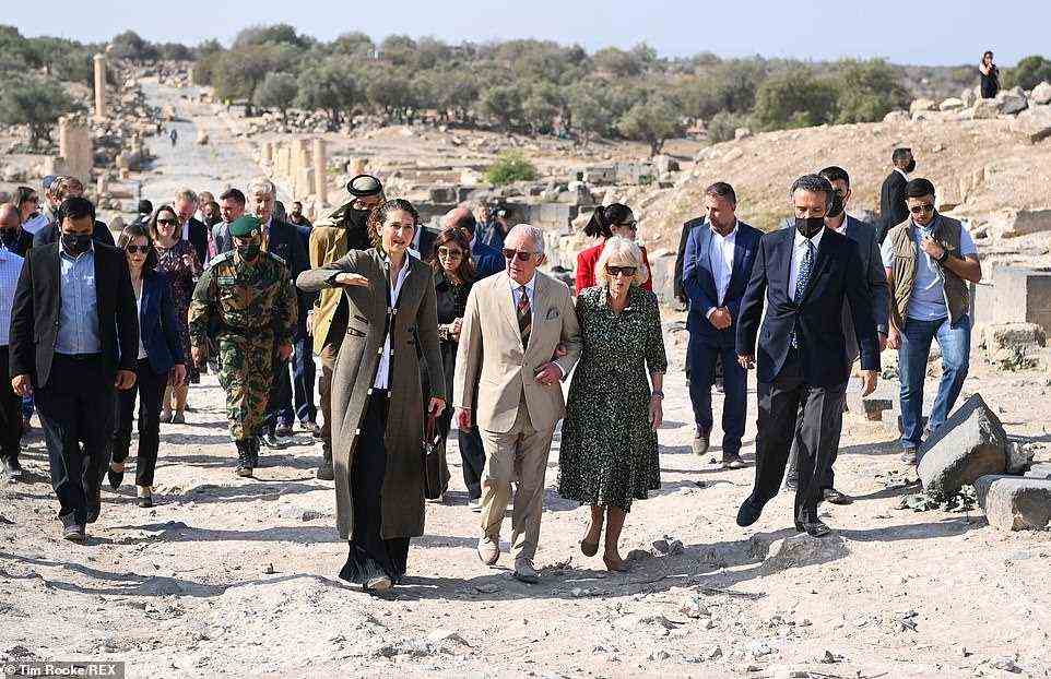 Jordanian Princess Dana Firas, 51, who is a global advocate for the ancient site's ongoing preservation, played tour guide