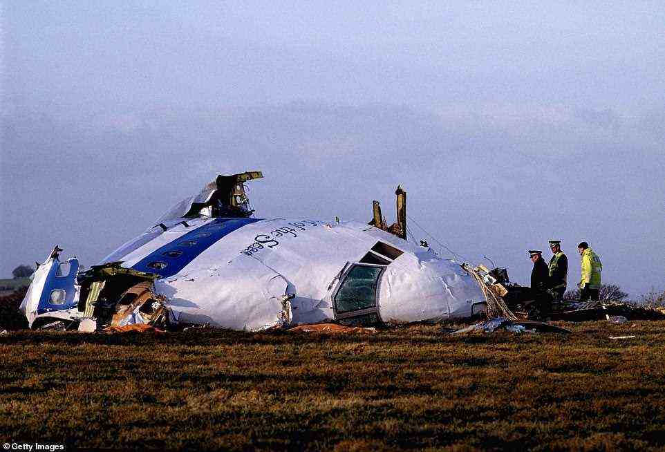 Stoddart was one of the first on scene of the Lockerbie bombing wreckage in Scotland (pictured) in 1988. The Pan-Am 747 plane was blown up by Libyan terrorists when it was en route to JFK airport in New York, killing all 243 passengers and 16 crew