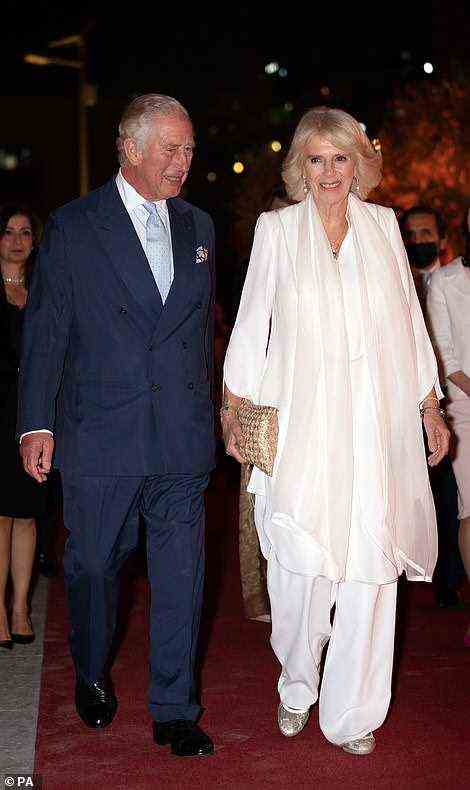 The couple, pictured, made a striking pair as they arrived for the evening of celebrations tonight
