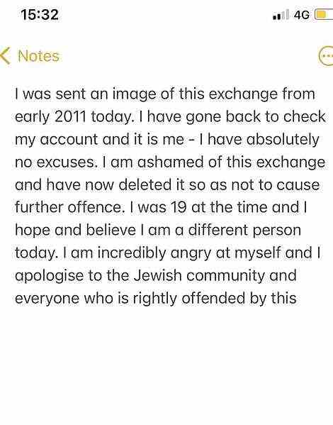 In a statement on Twitter today, Rafiq apologised for his past remarks, saying he has deleted the exchange and that he is a 'different person today'