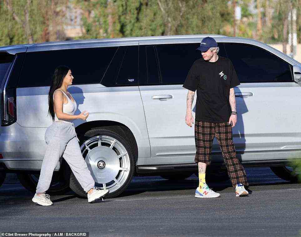 Ride or die? Kim was beaming with a smile as she and Pete were seen near their vehicle in Palm Springs