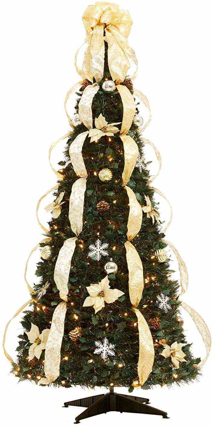 BrylaneHome Komplett dekorierter, vorbeleuchteter 6-Fuß-Pop-Up-Weihnachtsbaum