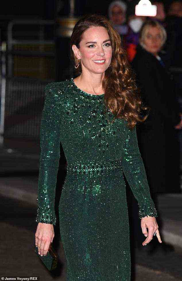 Thrifty Kate cut a chic figure in a glamorous green gown by Jenny Packham which she first wore during an official tour of Pakistan in October 2019