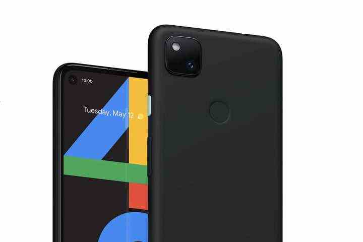 The Google Pixel 4a, front and back.
