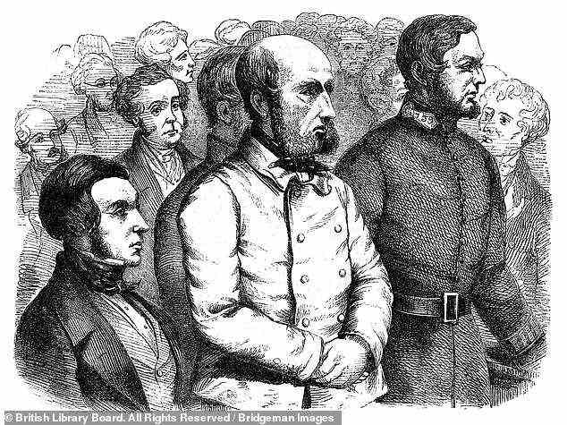 ON TRIAL: Spollin, in his first public appearance since his arrest, hears the charges against him at the police court. Source: Illustrated Times, Saturday 11 July 1857. He was later acquitted