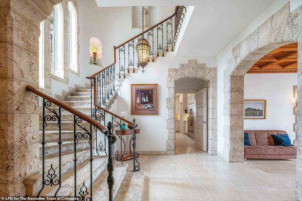 The Tuscan-style villa with views of Biscayne Bay went on sale Wednesday for $31 million - a whopping markup from the purchase two decades ago from Madonna for $7.5 million (pictured)