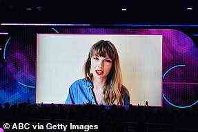 Sending a message: Taylor Swift did not attend in person but did send in a video as she won favorite pop album for Evermore