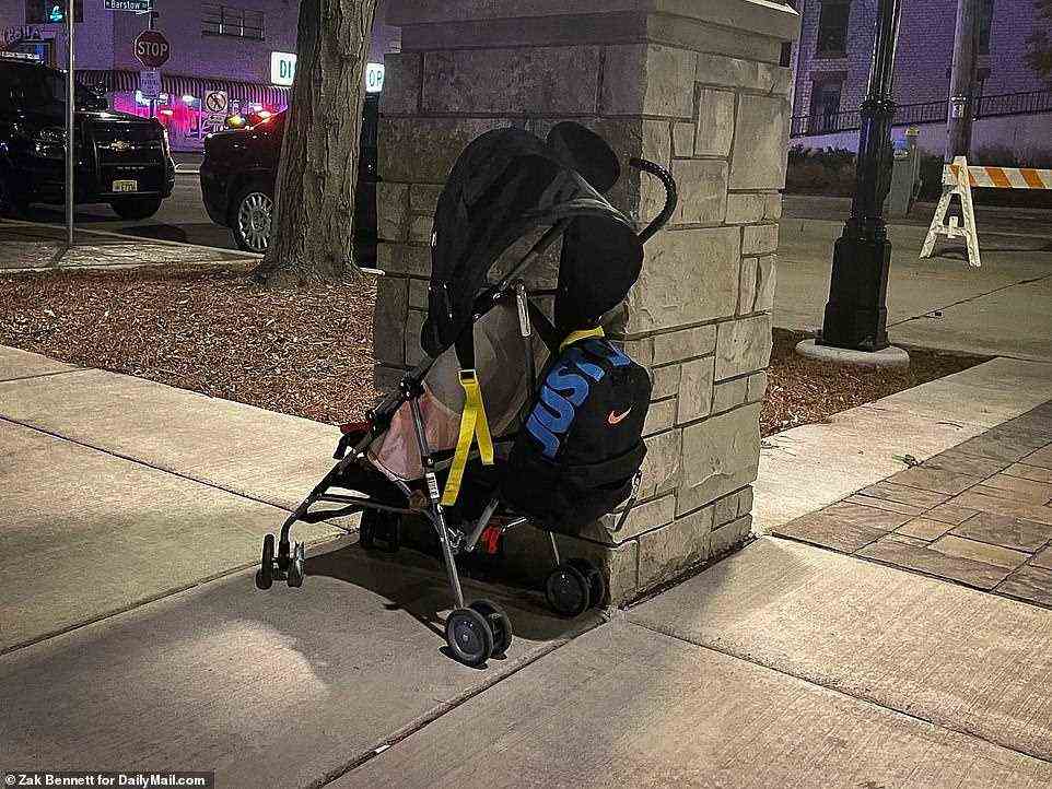 A baby carriage and backpack was left completely deserted as people fled the area
