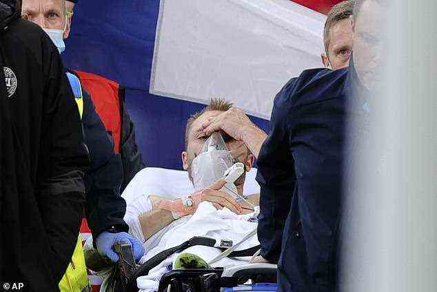 The Denmark midfielder's heart was flicked back on after 13 minutes of treatment