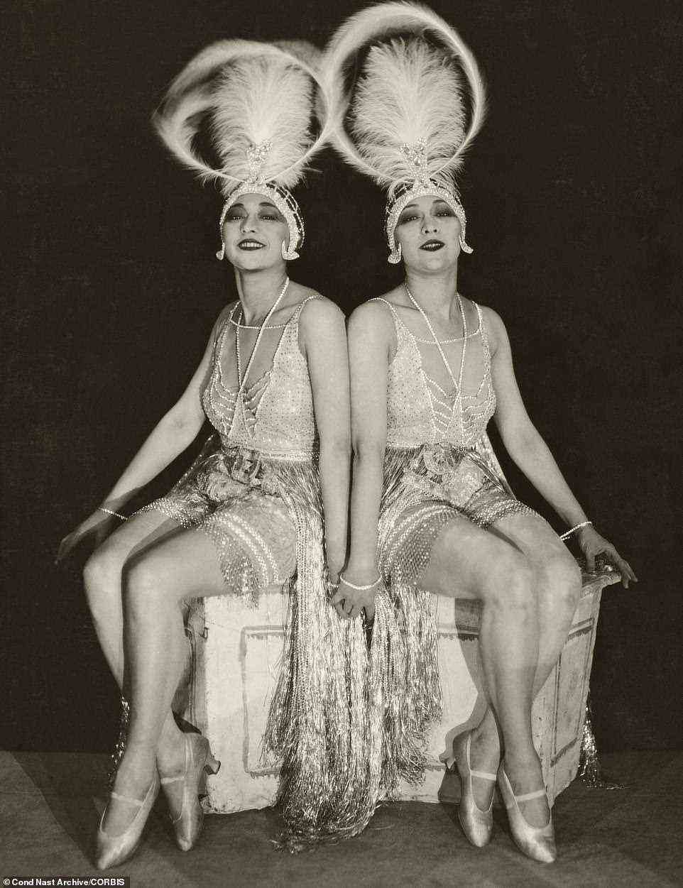 The magnificent apartment is where the Selfridges founder entertained his official mistress, the glamorous Syrie Maugham, and his on-off secret lover dancer Rosie Dolly. Pictured, The Dolly Sisters, Rosie and Jenny, in Paris in 1923