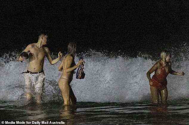 Midnight swim? Some Schoolies decided to take a midnight swim in the ocean as the gear up for a week of partying