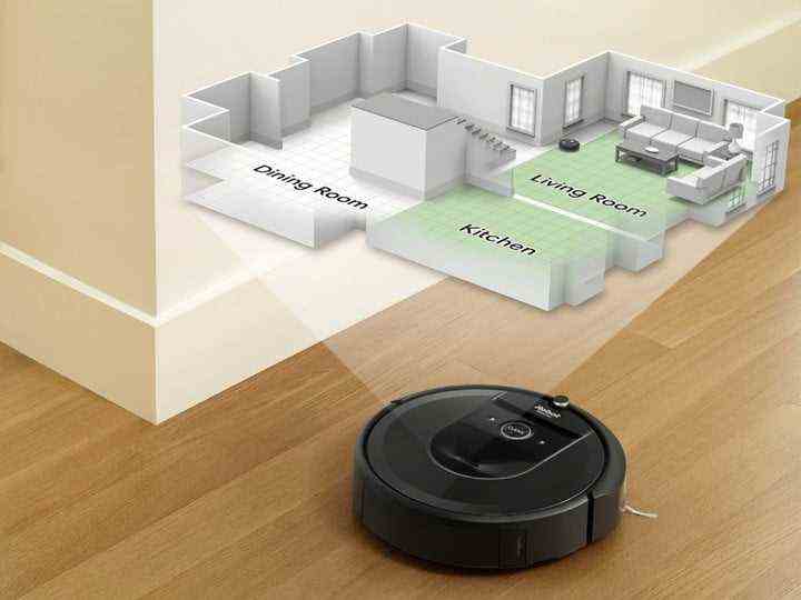 Roomba i7 cleaning by mapped rooms.