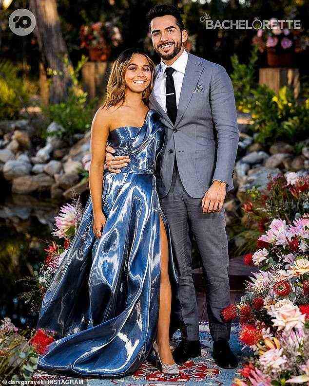 Romance: Brooke Blurton (left) has revealed whether or not she and her Bachelorette winner will Darvid Garayeli (right) will have an open relationship