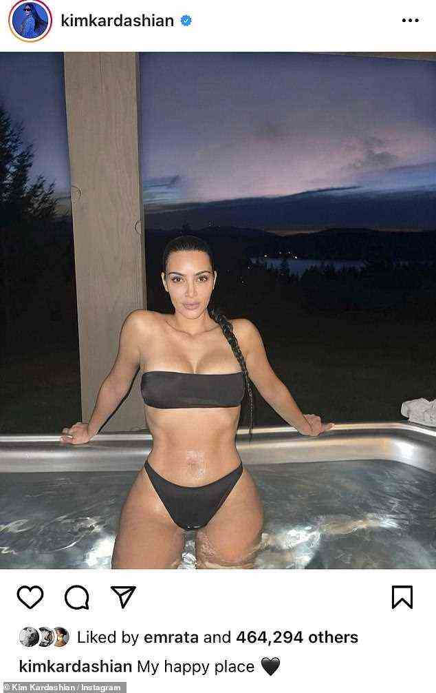 Selbstfürsorge: Kim Kardashian konzentrierte sich am Samstag auf sich selbst, als sie ein atemberaubendes Foto von sich selbst im Bikini auf Instagram teilte