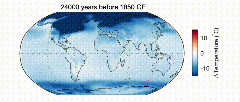 Eine Animation, die die Erwärmung zeigt, die die letzte Eiszeit beendete.