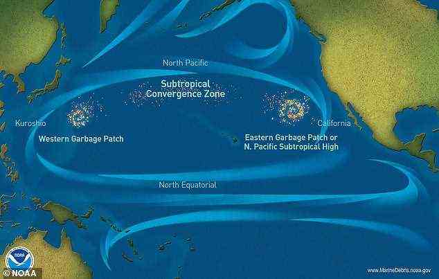 Der Great Pacific Garbage Patch ist die weltweit größte Ansammlung von Meeresplastik und erstreckt sich über 610.000 Quadratmeilen oder dreimal so groß wie Frankreich