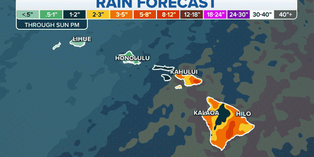 Regenvorhersage für Hawaii