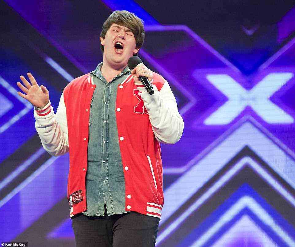 Powerful voice: Colton has also made headlines for his weight loss, telling Loose Women he had shed 4st since the show but was less confident in himself. Pictured, Colton on stage on The X Factor