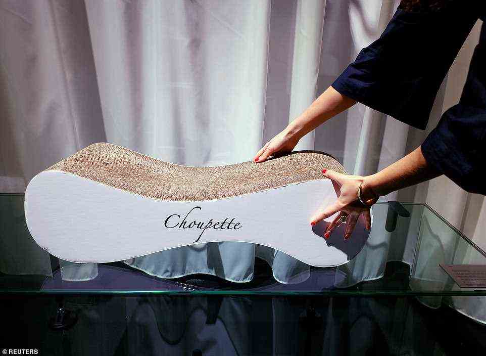 A custom cardboard shoe scraper bearing the name of Lagerfeld's cat Choupette - which may have still had dirt from his shoes on it - sold for ¿1,008 ($1,134)
