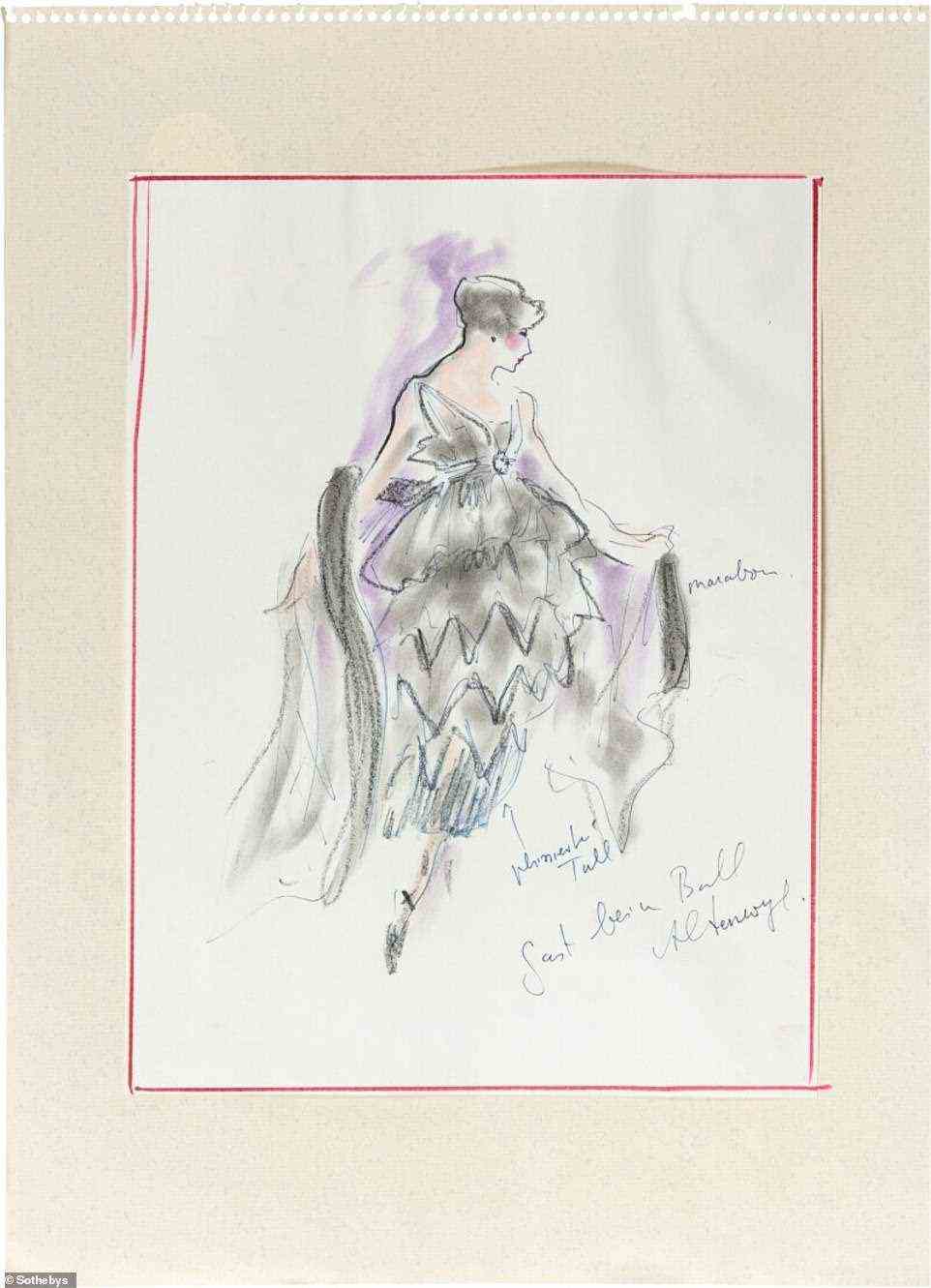 This Lagerfeld drawing of a Bal dress inscribed 'Gest bein Ball Altenevyl' fetched ¿60,480 ($68,101)