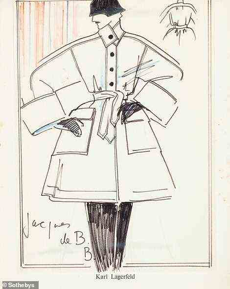 More sketches from Lagerfeld: One of Jacques de Bascher in a raincoat sold for ¿44,100 ($49,657)