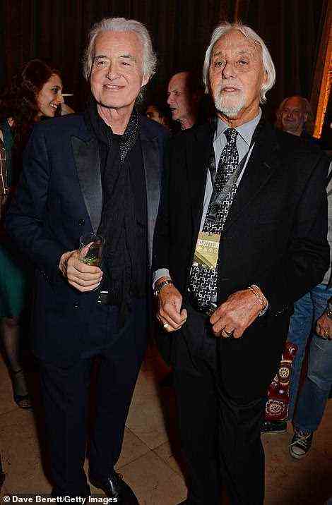 Friends to the end: Jimmy Page with Richard Cole at an event in 2018. Cole came under fire for sharing the band's secrets, and some 'tall tales', but ultimately they reconciled