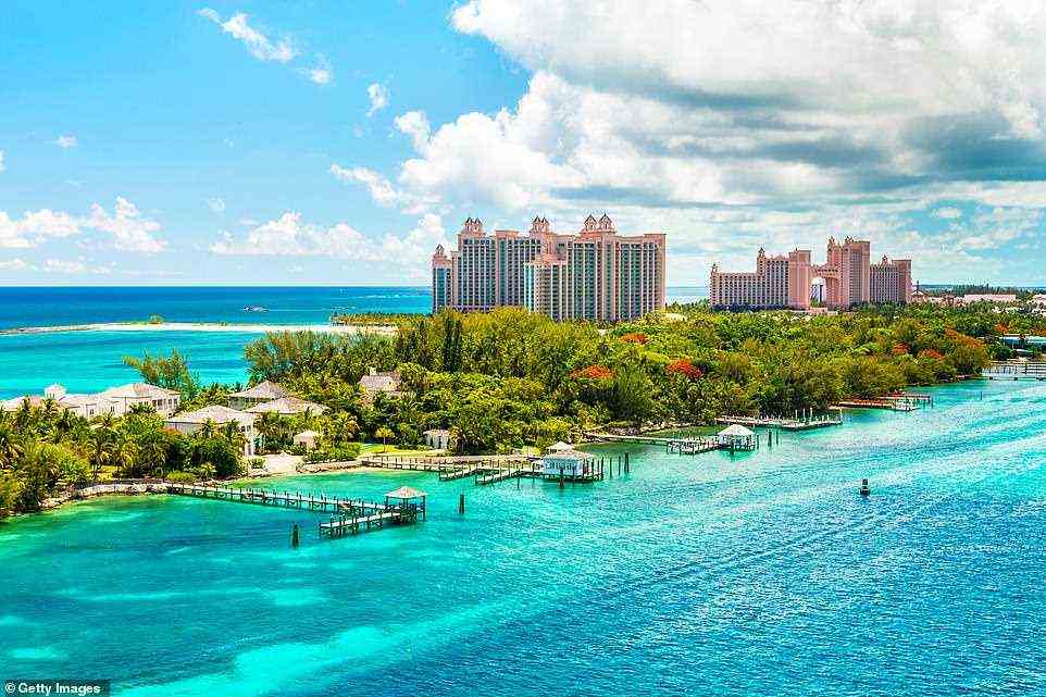 Tropical: The 3,805-room Atlantis Paradise Island resort (pictured) is just one of the gargantuan hotels in The Bahamas