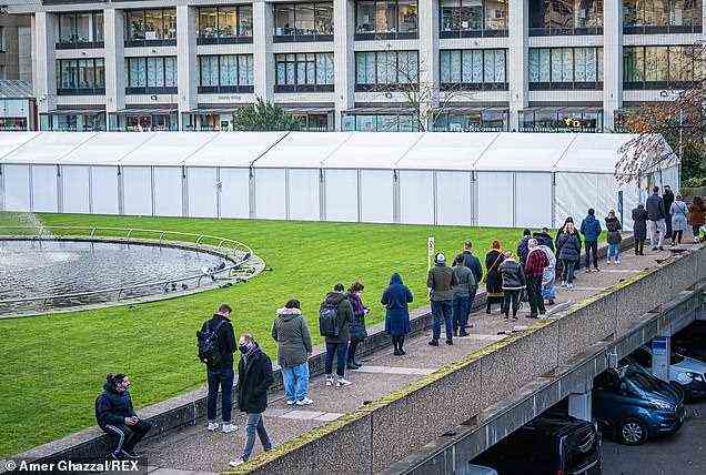 Massive queues at jabbing centres  yesterday came alongside reports that some Britons who booked their booster appointment online are being turned away by staff telling them they need to wait six months between jabs, despite the NHS saying the wait is now three months