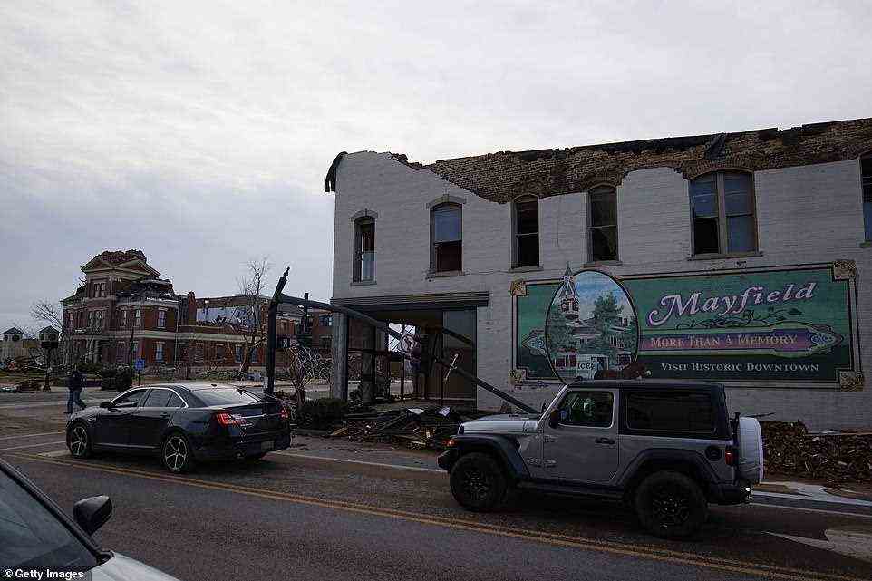 Downtown Mayfield is seen decimated after the worst tornadoes in a century carved a path of destruction in Kentucky