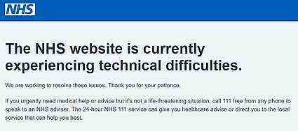 Britons trying to book their booster jab this morning have been greeted with this message on the NHS website today