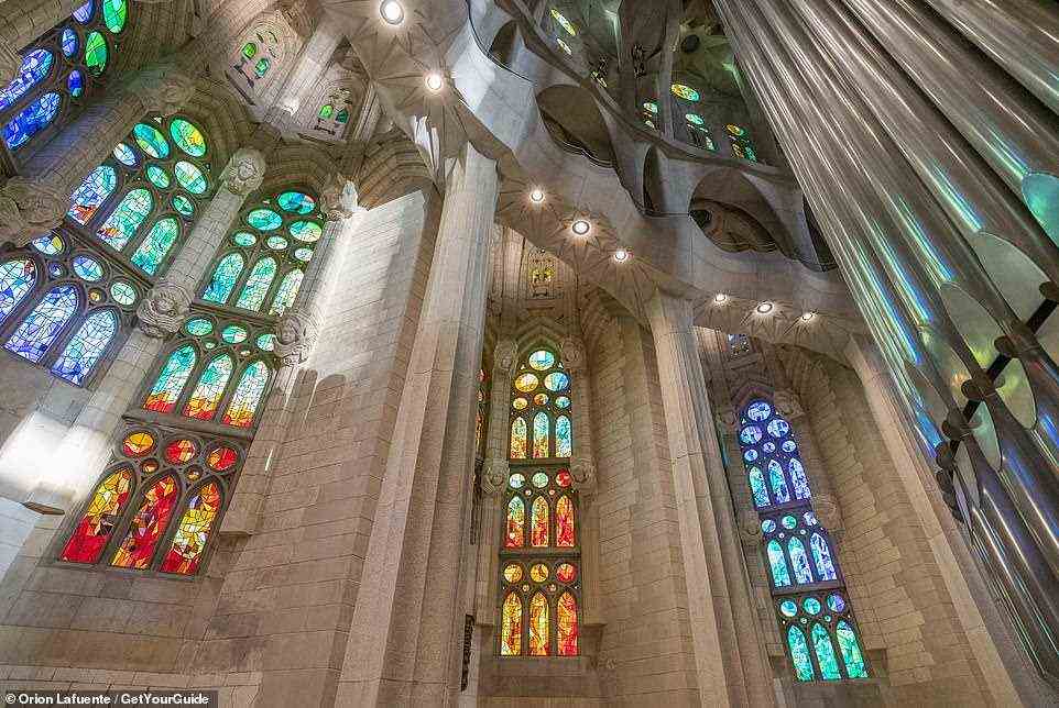 ‘Gaudi wanted the interior of the church to resemble a forest,’ explains Victor, a tour guide for the travel company GetYourGuide