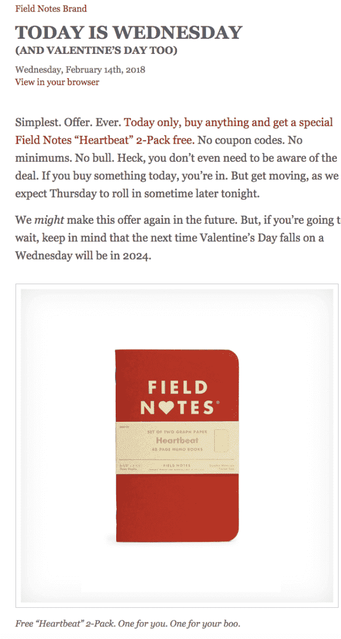 Field Notes Valentine's Day Offer