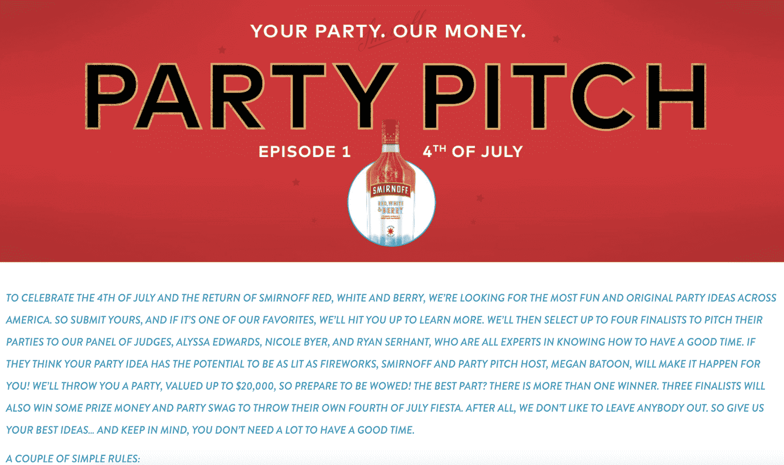 Smirnoff: 4th of July Party Pitch