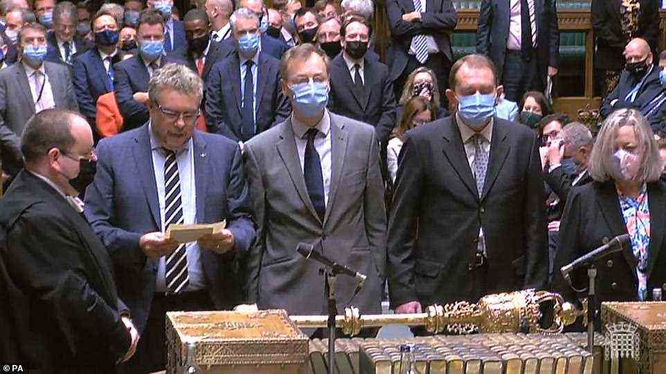 MPs announcing the result of a vote for Coronavirus regulations, in the House of Commons in London, as MPs have voted 441 to 41, majority 400, to approve regulations to extend the requirement to wear face coverings to more indoor spaces in England
