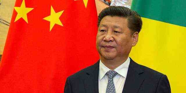 DATEI - Der chinesische Präsident Xi Jinping steht vor den Nationalflaggen Chinas und der Republik Kongo während eines Treffens mit kongolesischen Würdenträgern in der Großen Halle des Volkes in Peking, China, Dienstag, 5. Juli 2016. (AP Photo/Ng Han Guan, Pool, Datei)
