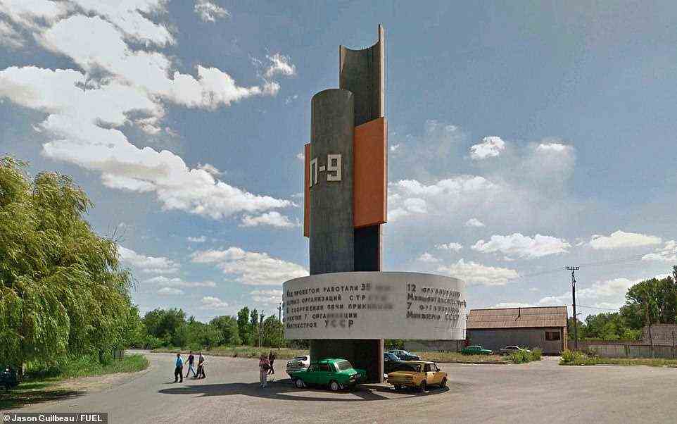 This is a monument in Kryvyi Rih in central Ukraine. The book says: 'As well as serving a practical purpose, a street sign was an opportunity to promote Soviet ideals and victories'