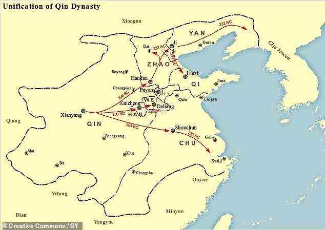 Qin Shi Huang — or Zheng, King of Qin, as he was formerly known — began his wars of unification in 230 BCE with an assault on the state of Hán. Next to fall, aided by natural disasters, was Qin's birth state of Zhao, in the north, where it is said he avenged himself of those who mistreated him as a child. The final state to fall to the Qin was Qi, in 221 BCE