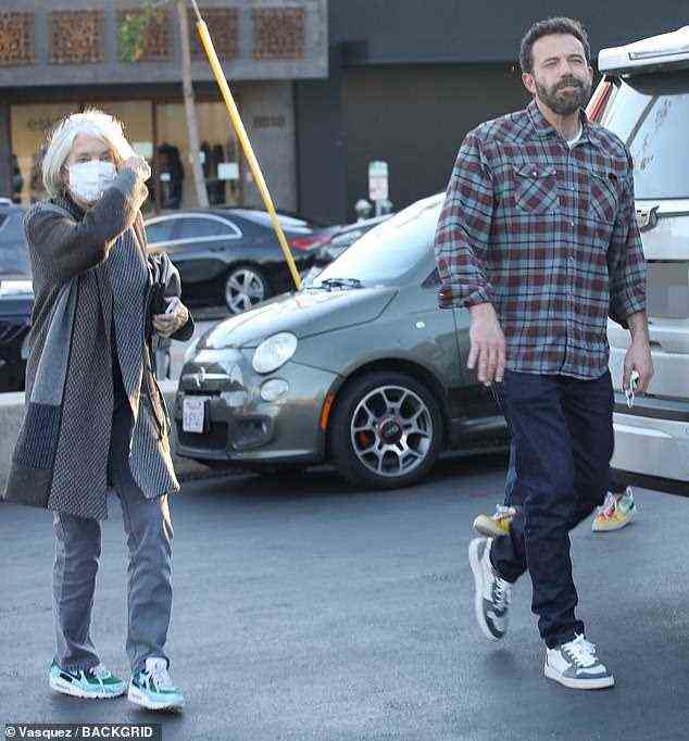 Moral support: Additionally Affleck was joined by his mother Christopher Anne who was pictured helping to juggle the kids while perhaps further getting to know Lopez's kids