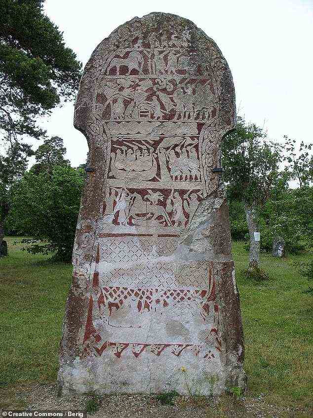 In fact, they suggested, such a weapon may be depicted on one of the 7th century 'Stora Hammars' monuments  (pictured — the relevant panel is third from the top) from the Swedish island of Gotland, which depicts a scene that could be a Blood Eagle or other form of execution