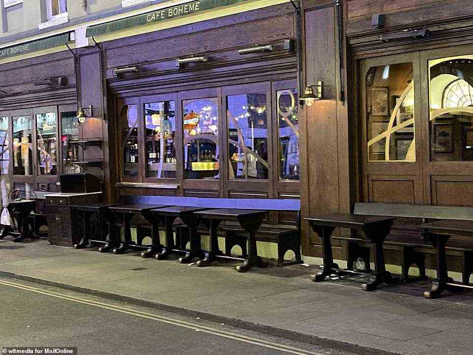 No one is to be seen outside Cafe Boheme on Old Compton Street in London's West End last night with the area deserted