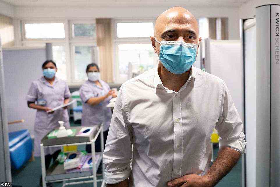 Health Secretary Sajid Javid, pictured, said: 'Millions of vaccine slots are available through the festive calendar so if you're not boosted and you get this text, take up the offer and get vaccinated'