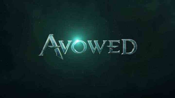 The Avowed logo in dark green space.