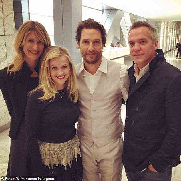 Close bond: Reese also shared this image with Laura Dern, Matthew McConaughey and the director