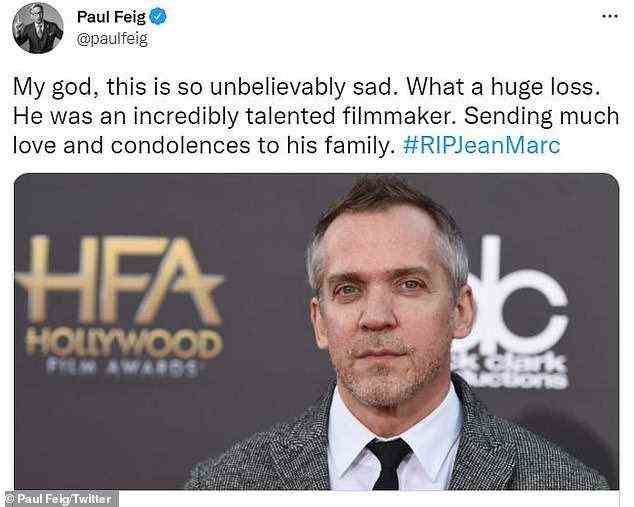 Sad turn: Bridesmaids director Paul Feig said, 'My god, this is so unbelievably sad. What a huge loss. He was an incredibly talented filmmaker. Sending much love and condolences to his family'