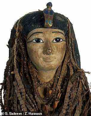 Unlike all the other royal mummies unearthed in the 19th and 20th centuries, that of Amenhotep I has never been unwrapped by modern Egyptologists. This is because the specimen is so beautifully preserved — decorated with floral garlands and an exquisite facemask inset with precious stones (pictured)