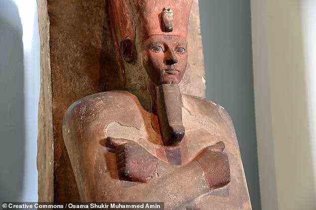 The team found that the beloved pharaoh was 35 years old, 5 feet 7 inches tall and circumcised when he died some three millennia ago. Pictured: a statue of Amenhotep I in life
