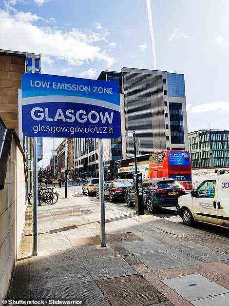 Sign designating the boundary of Glasgow's Low Emission Zone were erected in 2019