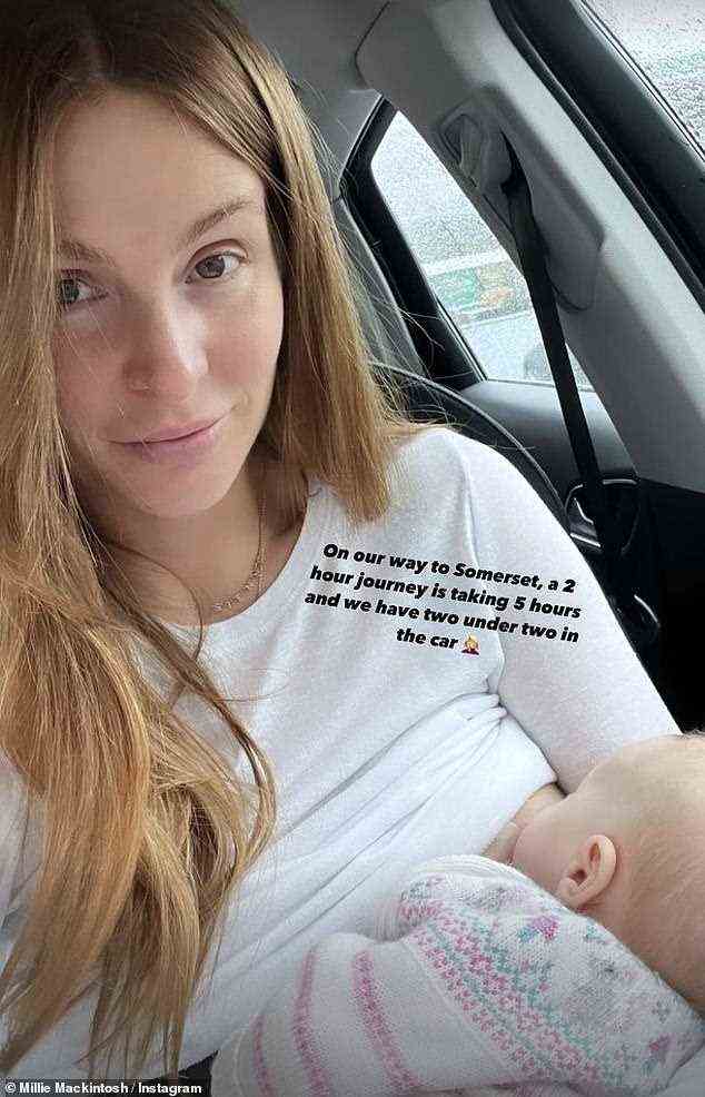 Mumienaufgaben: Millie stillte Baby Aurelia während einer 5-stündigen Autofahrt nach Somerset