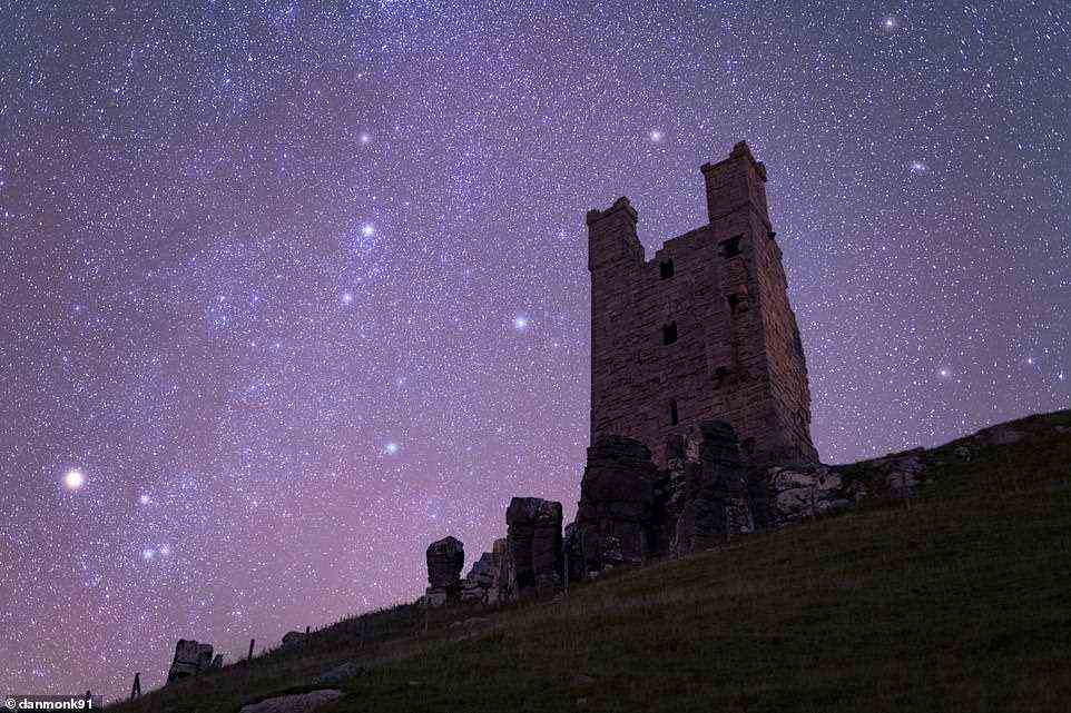 Behold - a 'starry sky' over Dunstanburgh Castle in Northumberland. Dan enjoyed a 'stunning clear sky' on the night that he captured this striking picture. According to Dan, the brightest lights in this image are 'stars that make up some of the prominent winter constellations'. Auriga, Perseus, Andromeda and Aries are visible, he reveals